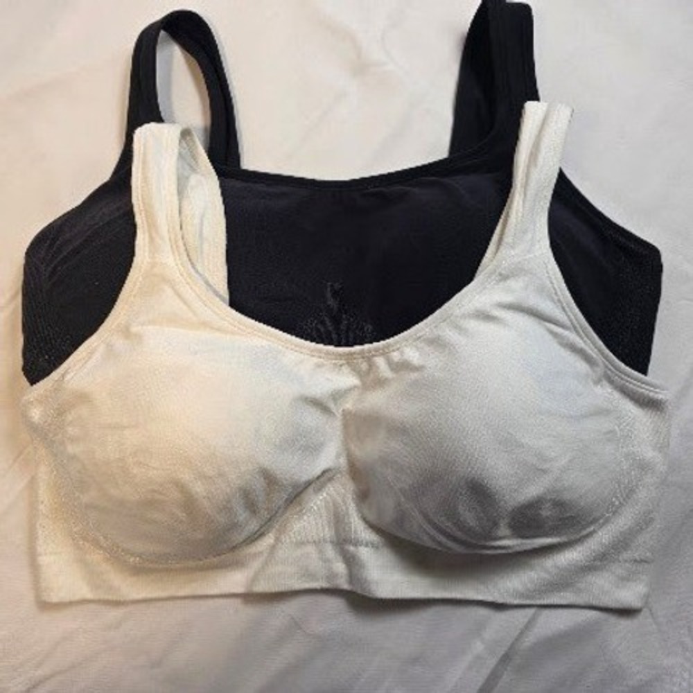 Truekind Daily Comfort Wireless Shaper Bra 2 Pack Black White XL RN156403